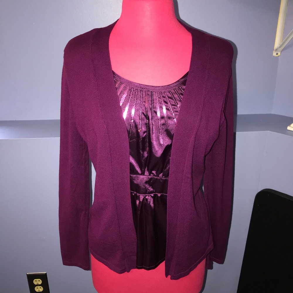 Apt. 9 Cardigan Sweater with attached Silky Shell
